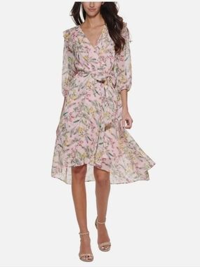 Tommy Hilfiger Pink Floral Midi Dress Sz 16